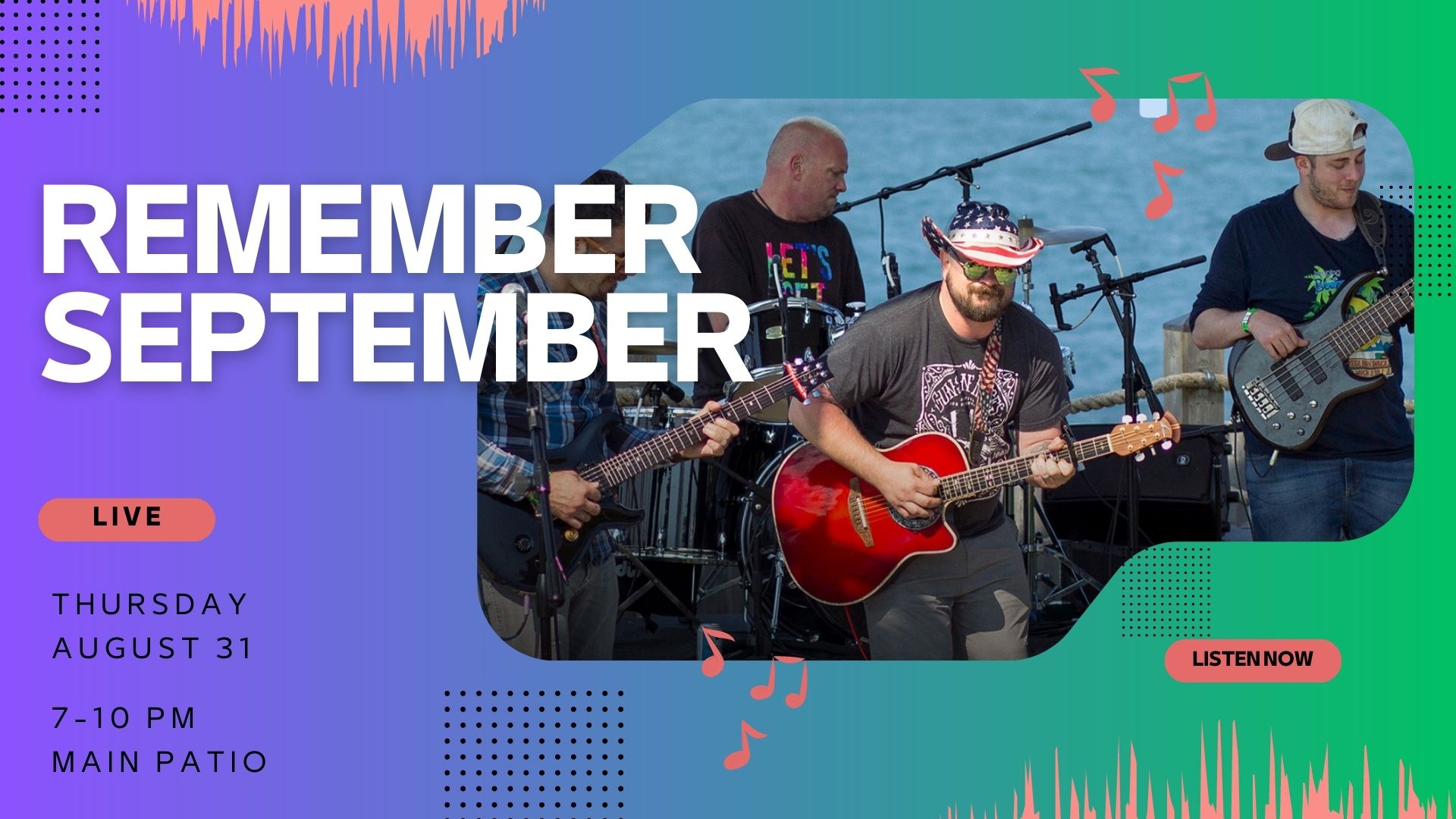 promotional graphic including a photo of the band named remember september