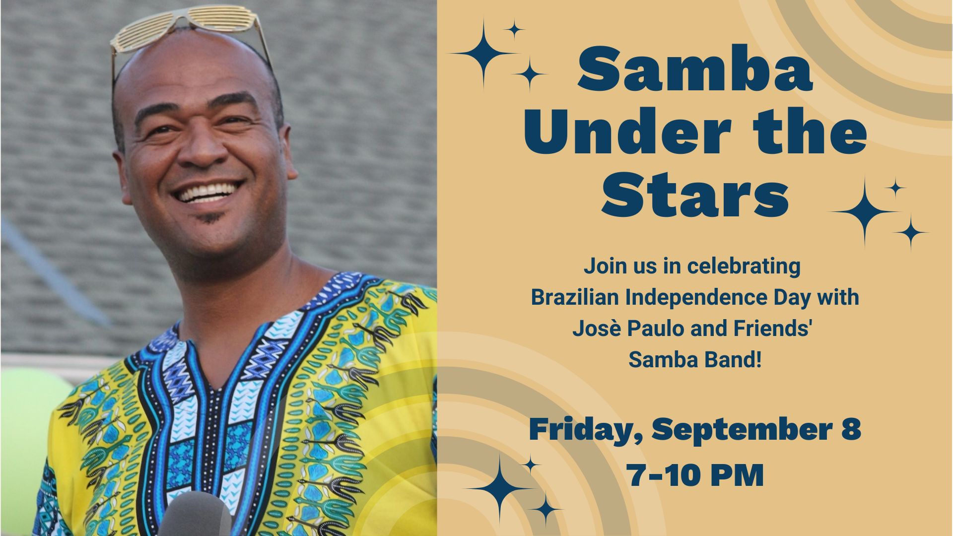 samba under the stars promo with photo of jose paulo